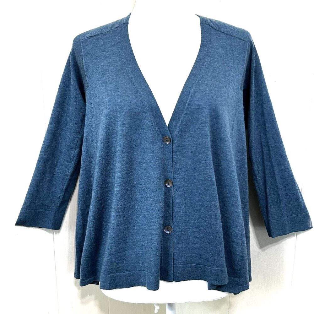 Autumn Cashmere Women’s Blue 100% Cashmere Cardigan Sweater Size S Cape Soft
